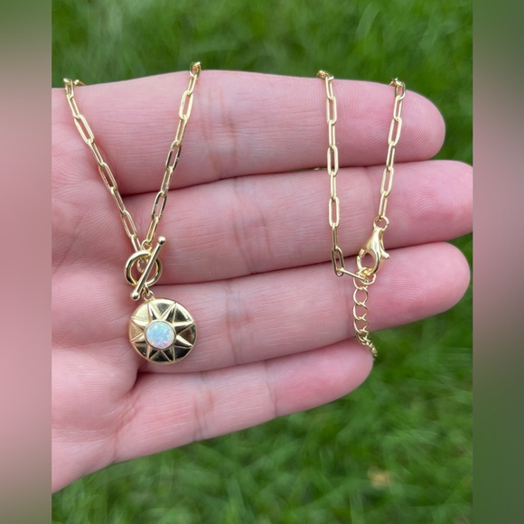 Rachel Zoe Sterling Silver Sun necklace with white opal stone. - Picture 3 of 6